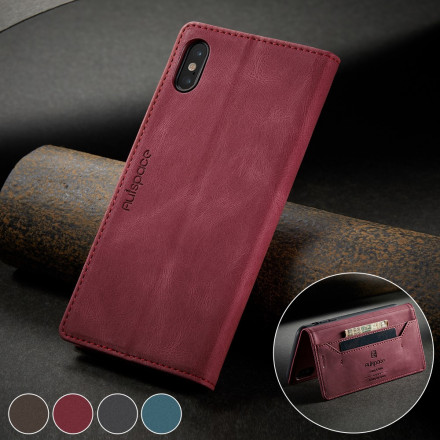 Funda Flip Cover iPhone XS Max Efecto Cuero Tecnología RFID