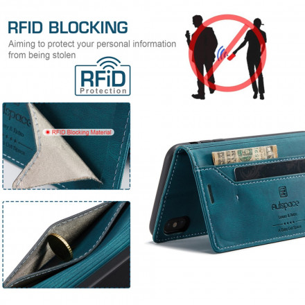 Funda Flip Cover iPhone XS Max Efecto Cuero Tecnología RFID