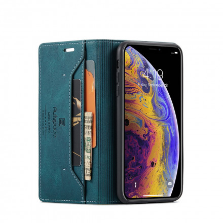 Funda Flip Cover iPhone XS Max Efecto Cuero Tecnología RFID