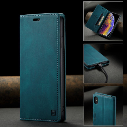 Funda Flip Cover iPhone XS Max Efecto Cuero Tecnología RFID