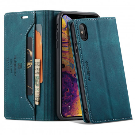 Funda Flip Cover iPhone XS Max Efecto Cuero Tecnología RFID