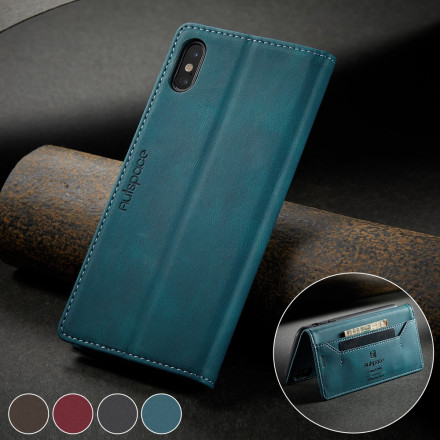 Funda Flip Cover iPhone XS Max Efecto Cuero Tecnología RFID