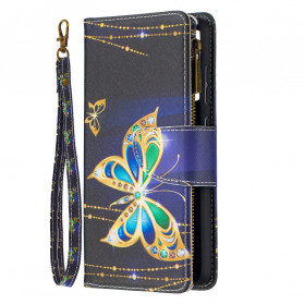 Funda Samsung Galaxy A52 4G / A52 5G de bolsillo con cremallera de mariposas