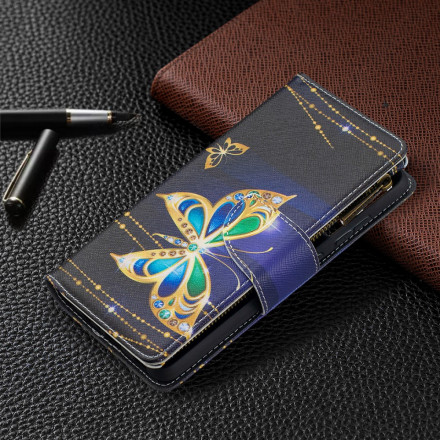 Funda Samsung Galaxy A52 4G / A52 5G de bolsillo con cremallera de mariposas