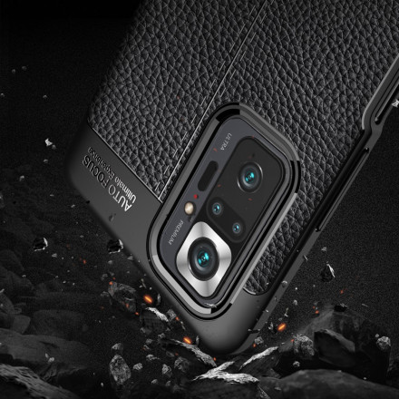 Funda de piel Xiaomi Redmi Note 10 Pro efecto lichi doble línea