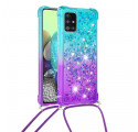 Samsung Galaxy A71 5G Funda de silicona con purpurina y cordón