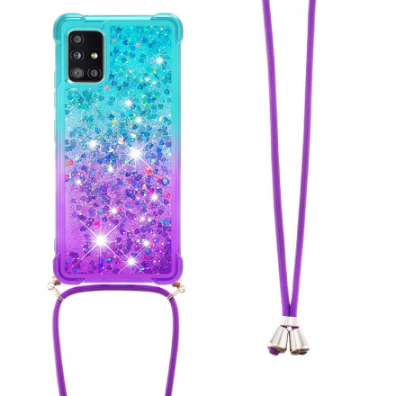 Samsung Galaxy A71 5G Funda de silicona con purpurina y cordón