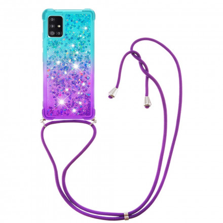 Samsung Galaxy A71 5G Funda de silicona con purpurina y cordón