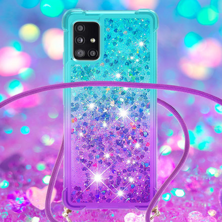 Samsung Galaxy A71 5G Funda de silicona con purpurina y cordón
