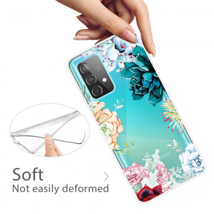 Samsung Galaxy A32 4G Funda de flor de acuarela transparente