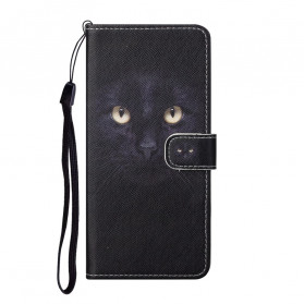 Samsung Galaxy A32 4G Funda negra de ojo de gato con colgante