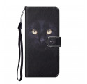 Samsung Galaxy A32 4G Funda negra de ojo de gato con colgante