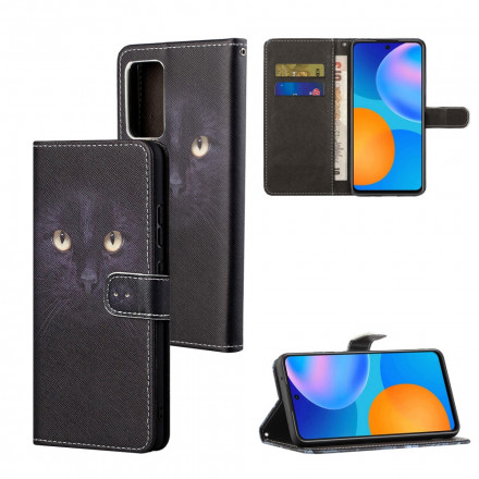 Samsung Galaxy A32 4G Funda negra de ojo de gato con colgante