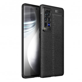 Vivo X60 Pro Funda de piel efecto lichi doble línea