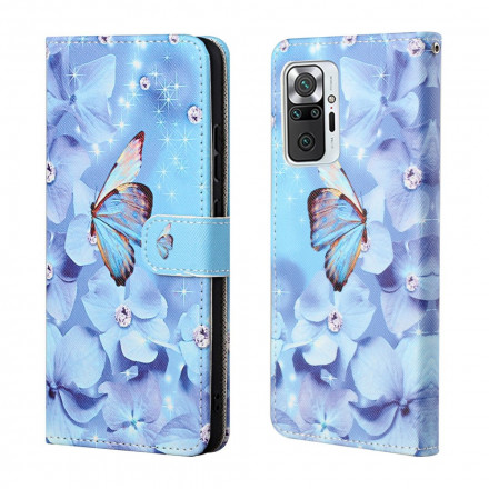 Funda con colgante de mariposa de diamante para el Xiaomi Redmi Note 10 Pro