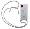 Coque Samsung Galaxy A12 / M12 Paillettes avec Cordon