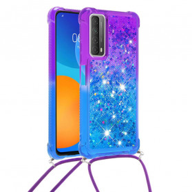 Funda de silicona con purpurina y cordón Huawei P Smart 2021