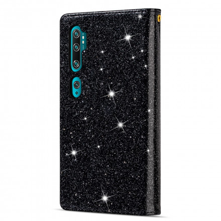 Xiaomi Mi Note 10 / Note 10 Pro Funda con cremallera para cartera con purpurina