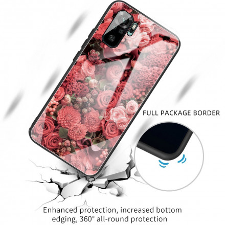 Xiaomi Redmi Note 10 / Note 10s Funda de cristal endurecido Flores Rosa