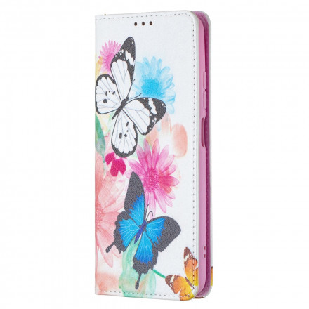 Flip Cover Xiaomi Redmi Note 10 / Note 10s Mariposas de colores