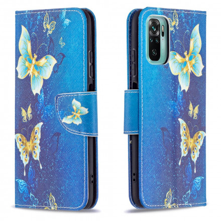 Xiaomi Redmi Note 10 / Note 10s Funda de mariposa de oro