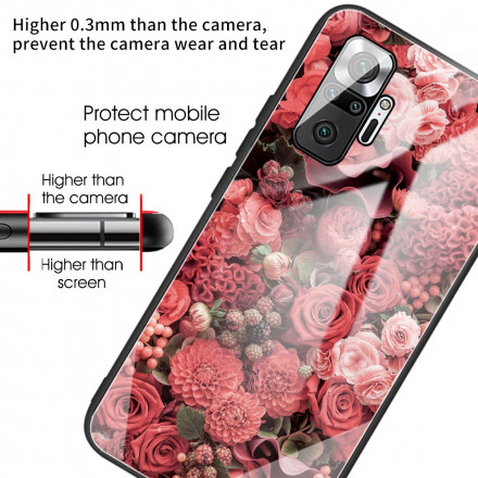 Xiaomi Redmi Note 10 Pro Funda dura de vidrio Flores Rosa