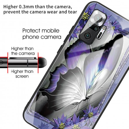 Xiaomi Redmi Note 10 Pro Toughened Glass Funda Butterfly Purple