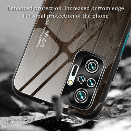 Xiaomi Redmi Note 10 Pro Funda de cristal templado con diseño de madera