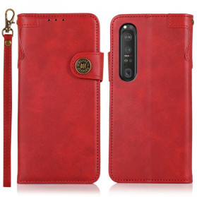 Funda con botón magnético para Sony Xperia 1 III KHAZNEH