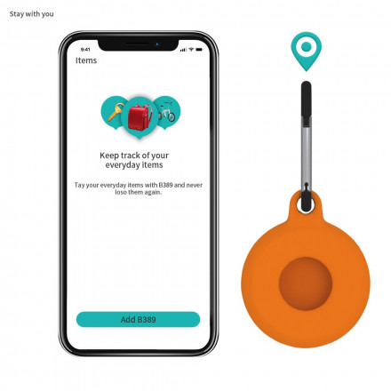 Protector AirTag con mosquetón de silicona flexible