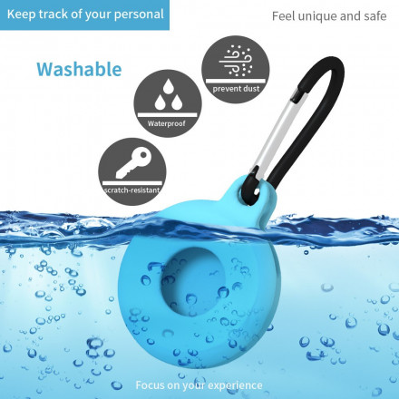 Protector AirTag con mosquetón de silicona flexible