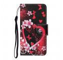 Funda Oppo A15 Flores y Corazones con Colgante