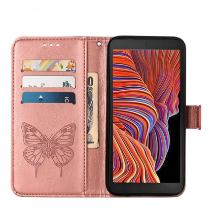 Funda Samsung Galaxy XCover 5 con diseño de mariposa y colgante
