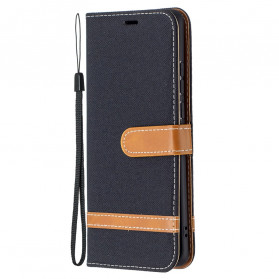 Funda de tela y colgante efecto cuero para Huawei P50 Pro