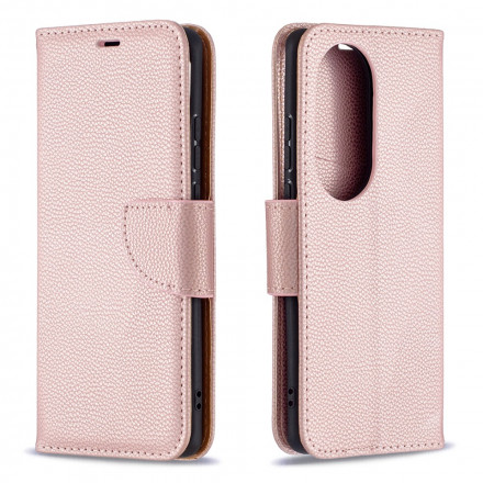 Funda Huawei P50 Pro solapa oblicua Litchi