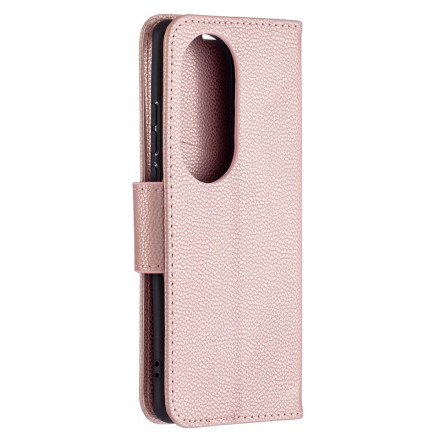 Funda Huawei P50 Pro solapa oblicua Litchi