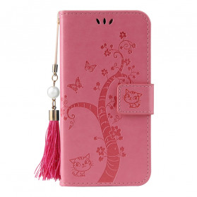 Funda Huawei Mate 40 Pro Árbol y Gato con Colgante Perla