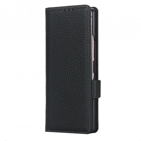 Funda de piel para Samsung Galaxy Z Fold2 genuino lichi