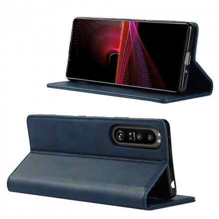 Funda Flip Cover Sony Xperia 1 III de cuero genuino Classic
