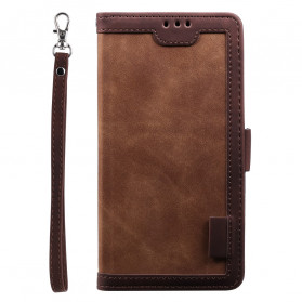 Samsung Galaxy A12 / M12 Funda de polipiel de dos tonos Contornos reforzados