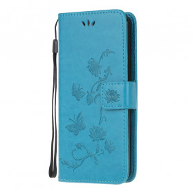 Funda para moto G50 Mariposas y flores con colgante