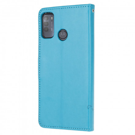 Funda para moto G50 Mariposas y flores con colgante