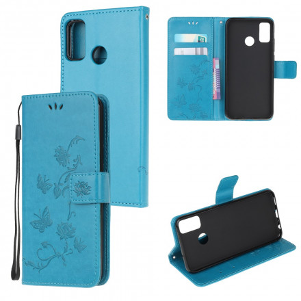 Funda para moto G50 Mariposas y flores con colgante