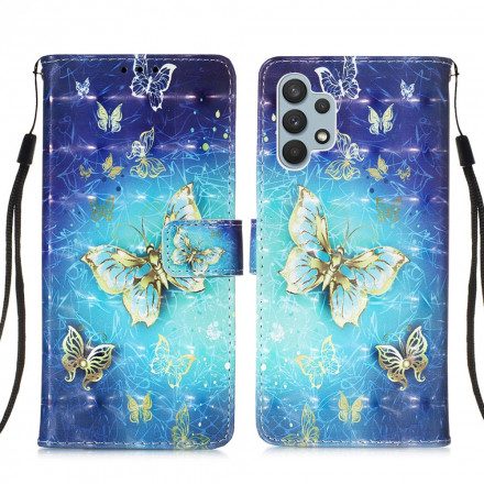 Funda de colgante de mariposa de oro para el Samsung Galaxy A32 4G