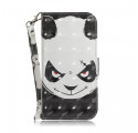 Funda con colgante para el Moto G9 Play Angry Panda