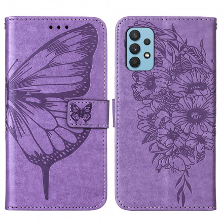 Funda con diseño de mariposa para Samsung Galaxy A32 4G con colgante