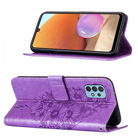 Funda con diseño de mariposa para Samsung Galaxy A32 4G con colgante