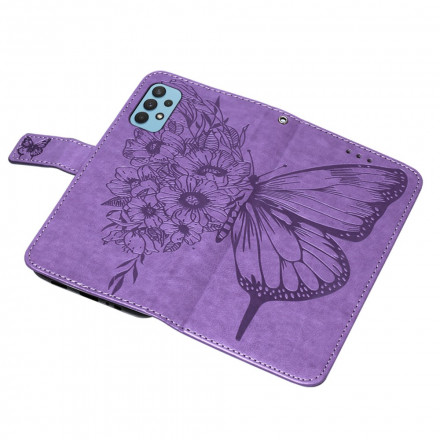 Funda con diseño de mariposa para Samsung Galaxy A32 4G con colgante