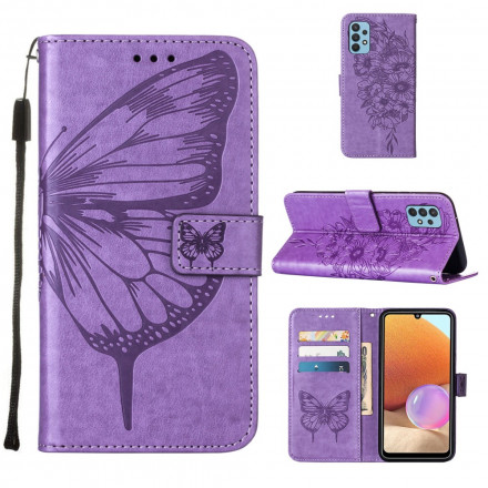 Funda con diseño de mariposa para Samsung Galaxy A32 4G con colgante