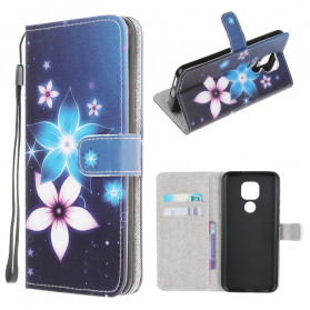 Funda Moto G9 Play Flores Lunares con colgante